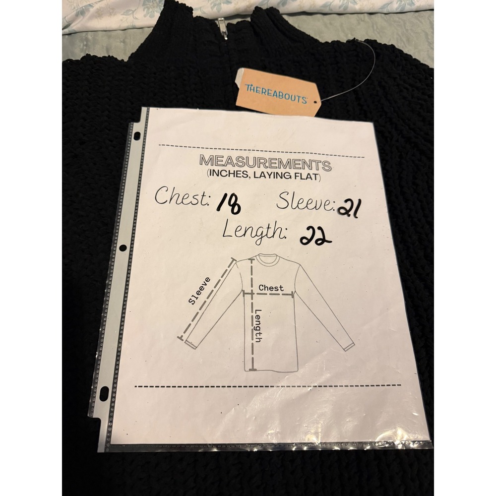 Thereabouts Black Open Knit Half-Zip Pullover Sweater‎ M Preppy Academia Layer - Picture 7 of 7